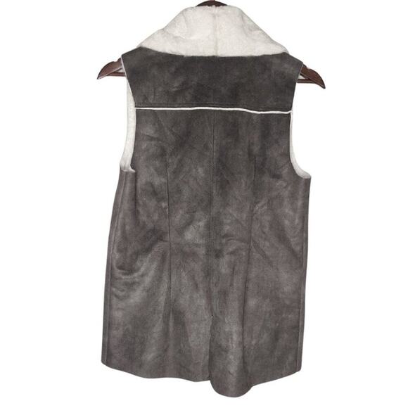 Faux Fur and Suede Vest Naked Zebra Gray White Winter Boho Apres Ski Small - Picture 2 of 5
